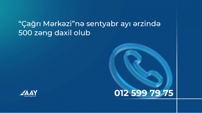 “Çağrı Mərkəzi”nə sentyabr ayı ərzində 500 zəng daxil olub 