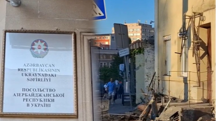 Raketin zərər vurduğu səfirliyimizin görüntüləri - VİDEO