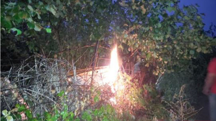 Gəncədə ildırım qaz xəttində yanğına səbəb olub - FOTO 