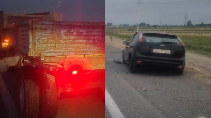 Goranboyda "Ford" "Kamaz"la toqquşdu: Xəsarət alan var - FOTOLAR 