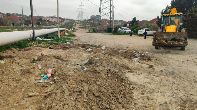 Abşeronda yağışın yaratdığı fəsadlar aradan qaldırılır - FOTOLAR 