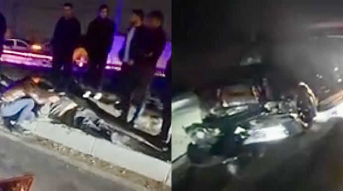 Mehdiabadda qəza: “Range Rover” “Mercedes”ə çırpıldı, sürücüsü ağır yaralandı   - VİDEO