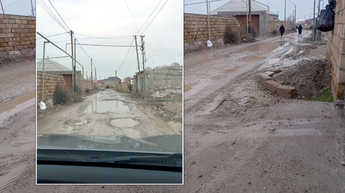 Bərbad vəziyyətə düşən yollardan şikayət - FOTOLAR