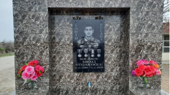 Kürdəmirdə şəhidin xatirəsinə tikilən bulağın açılışı olub  - FOTO