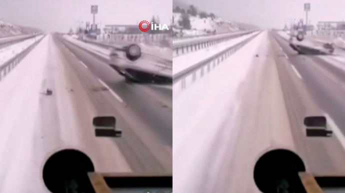 Sürücünün təcrübəsizliyi qarlı havada ağır qəzaya səbəb oldu - VİDEO 
