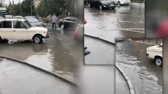 Bakıda yağışdan sonra yollarda yaranan vəziyyət - VİDEO 