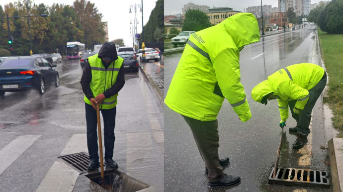 Həssas ərazilərdə yağış sularının toplanmasının qarşısı alınır - FOTO