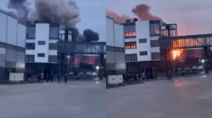 Ukraynada hava limanının vurulma görüntüləri - VİDEO