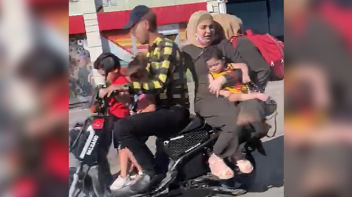 Motosikletdə 6 nəfərin təhlükəli səyahəti - VİDEO