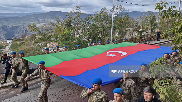 Laçın şəhərində Zəfər Günü ilə bağlı yürüş keçirilib - FOTO - VİDEO 