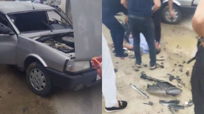 Lökbatanda iki avtomobil toqquşdu: yaralı var   - VİDEO