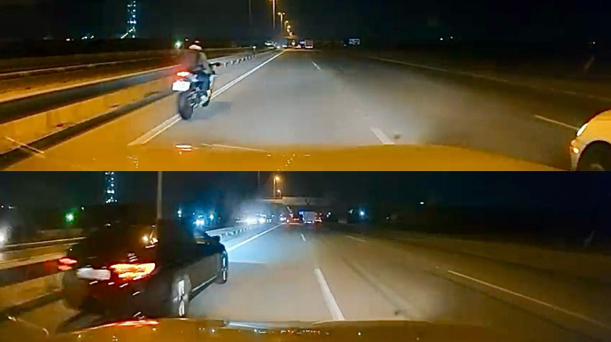 Qaradağda təhlükəli anlar: İki sürücü yolu yarış trasına çevirdi   - VİDEO