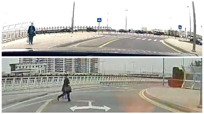 Keçidin yanından qaçaraq yolu keçən qadın piyadaya təlimçi iradını bildirdi   - VİDEO
