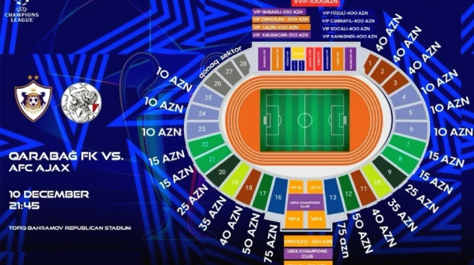 "Qarabağ"-"Ayaks" oyununun biletləri satışa çıxarılıb 