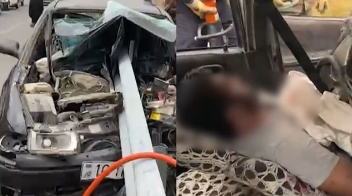 Azərbaycanda baş verən dəhşətli qəzanın görüntüləri - VİDEO