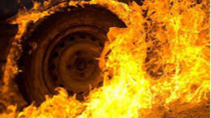 Tərtərdə “Kamaz” yanıb