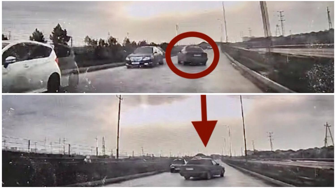 Bakıda ötmə edən sürücü dəhşətli qəzadan baxın necə xilas oldu - ANBAAN VİDEO