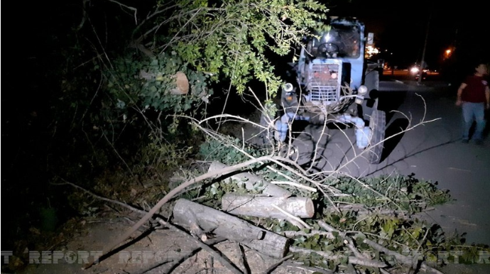 Gəncədə güclü külək fəsadlar törədib - FOTO