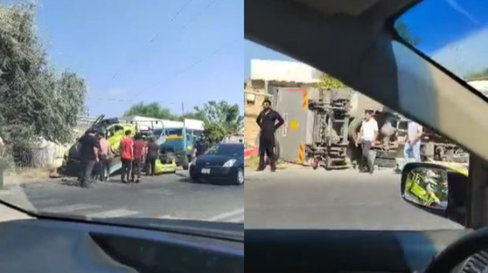 Bakıda ağır qəza: Yük maşını aşdı  - VİDEO