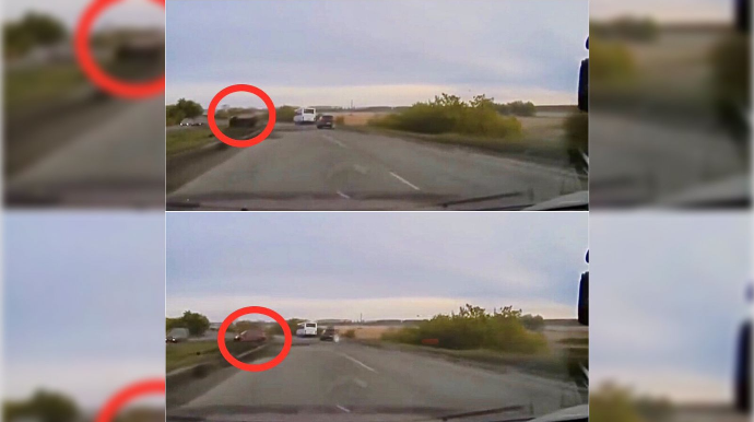 Sürət həddini aşan sürücü avtomobili otluğa saldı    - VİDEO