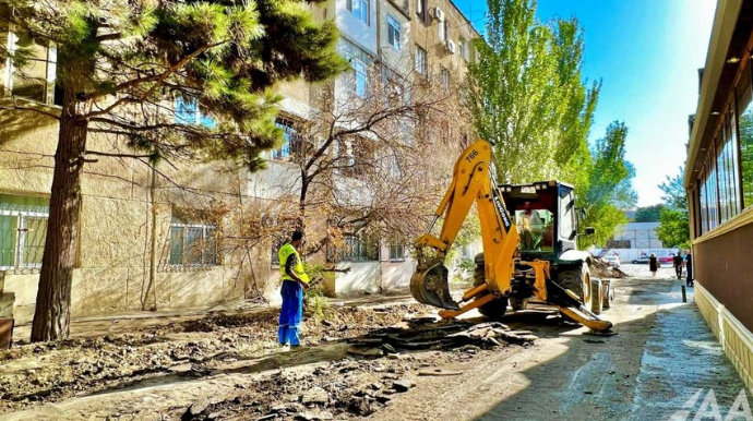 Bakının Göyüş Qarayev küçəsi təmir edilir  - FOTO