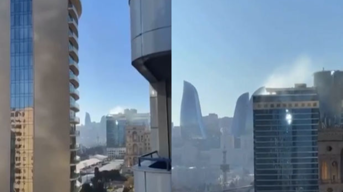 Bakının məşhur hotelindəki tüstülənməyə FHN-dən REAKSİYA    - VİDEO