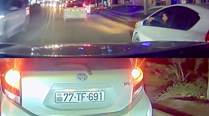 Masazırda qayda pozan sürücü avtomobilə ziyan vurdu – üstəlik özünü haqlı bildi - VİDEO