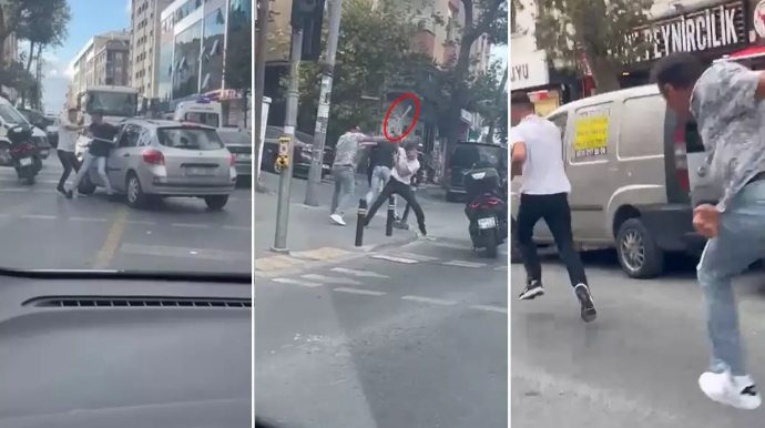 Yolun ortasında maşına hücum çəkdilər; sürücü görün nə etdi – ANBAAN VİDEO 