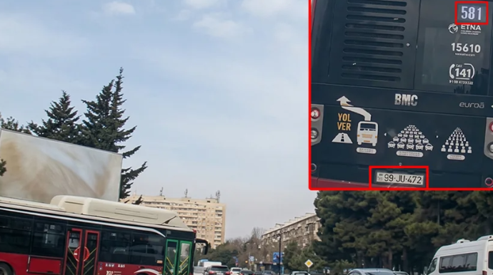 Sumqayıtda "BakuBus" avtobusu kobud qayda pozdu - ANBAAN VİDEO 