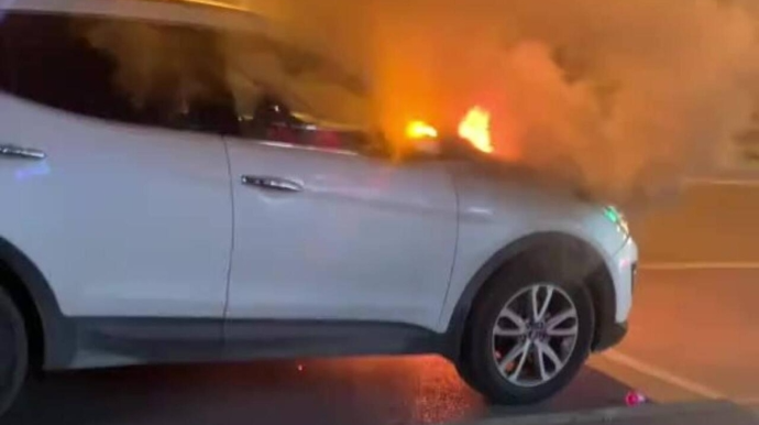 Bakıda "Santafe" yanıb - VİDEO 