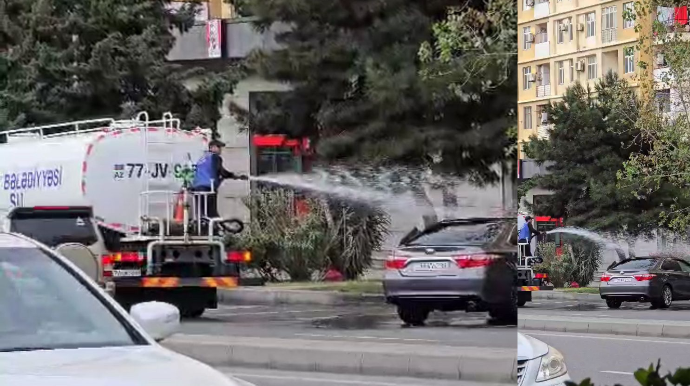 Xətaidə bələdiyyə işçiləri vətəndaşın avtomobilini “yudu” - VİDEO