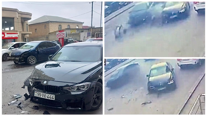 Yola baxmadan  geriyə dönən “Prius” sürücüsü “BMW”yə çırpıldı   - ANBAAN VİDEO