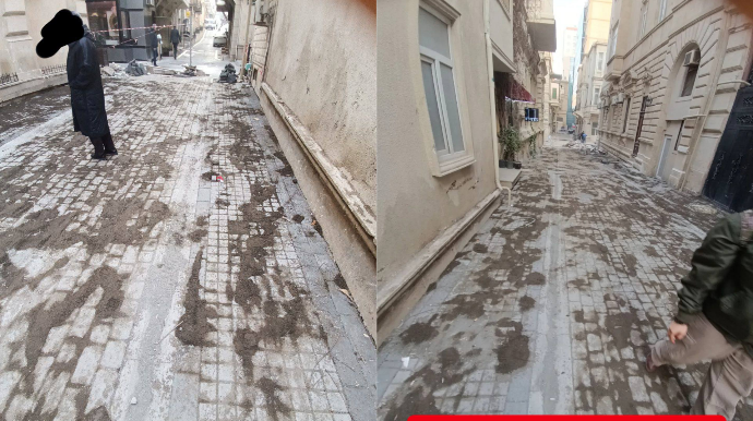 Bakının bu küçəsinin piyadalaşdırılması yekunlaşır; avtomobillərə giriş qadağan olunub - FOTO 