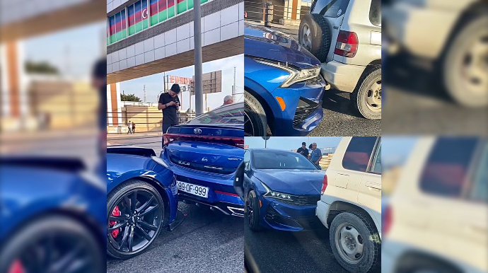 Ara məsafəsinə məhəl qoymayan sürücü zəncirvari qəza törətdi  - VİDEO