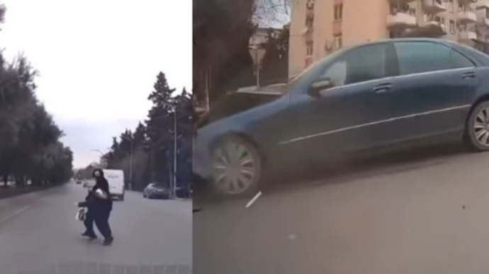 В Баку пешеходы стали причиной аварии   - ВИДЕО