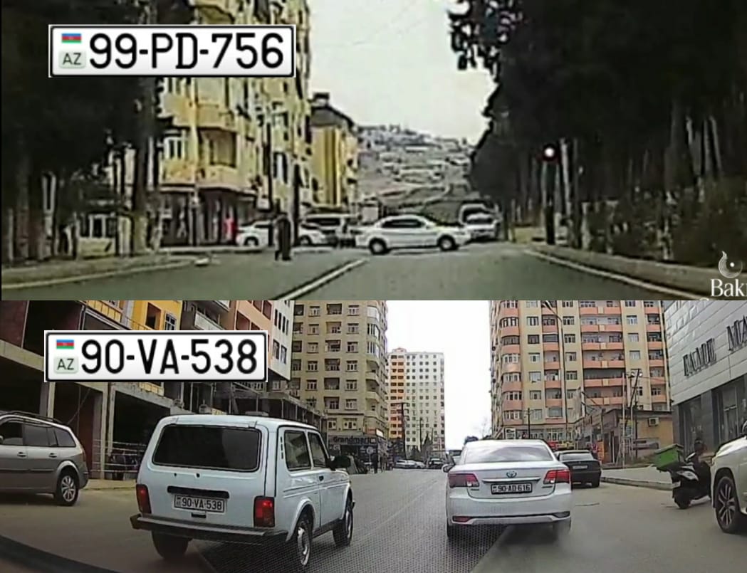 Sürücülər şəhər kamerasının yanında əks istiqamətə çıxıb qırmızıda keçdi   - VİDEO