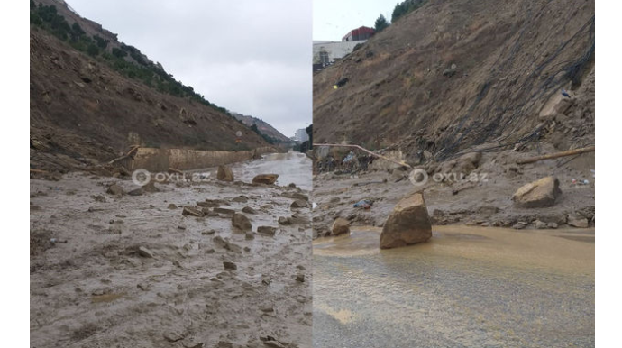 Badamdarda torpaq sürüşməsi oldu - FOTO