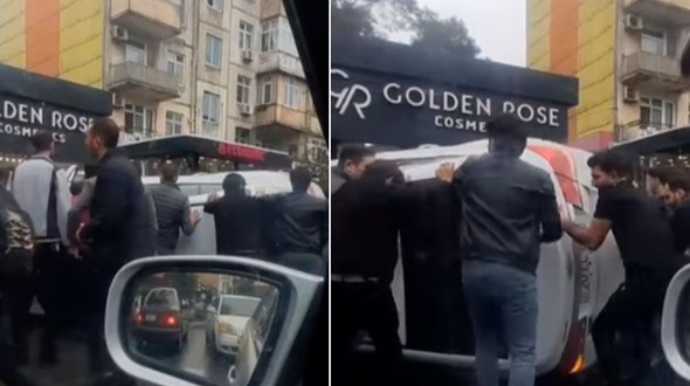 Bakıda qəza baş verdi: Avtomobil aşdı - VİDEO 