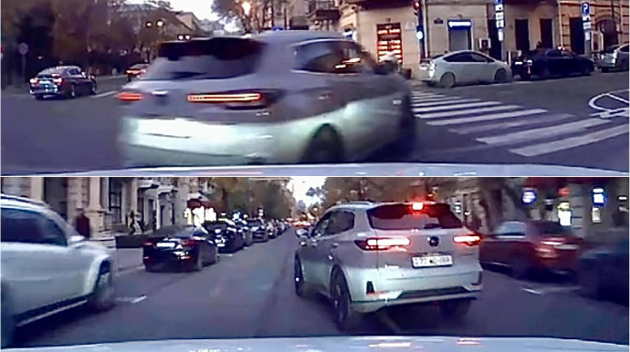 Qaydalardan bixəbər sürücü ard-arda qəza təhlükəsi yaratdı    - VİDEO