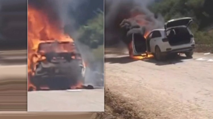 Ucarda "KİA Sorento" od tutub yandı - VİDEO 