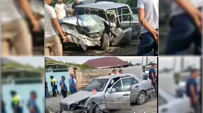 Tərtərdə sürəti aşan “011” “Mercedes”lə toqquşdu  - VİDEO