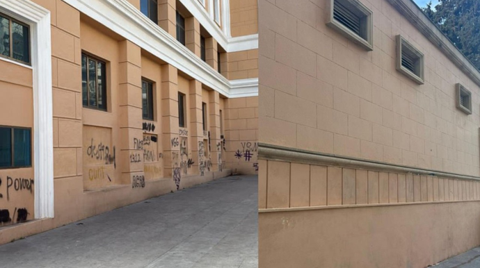 Nizami Kino Mərkəzinin divarına qrafit çəkənlər saxlanıldı 