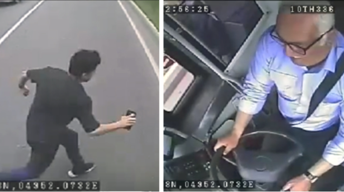 Yolu qaçaraq keçən piyadanı avtobus vurdu; ölümdən döndü - VİDEO