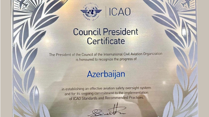Beynəlxalq Mülki Aviasiya Təşkilatı Azərbaycanı təltif edib - FOTO