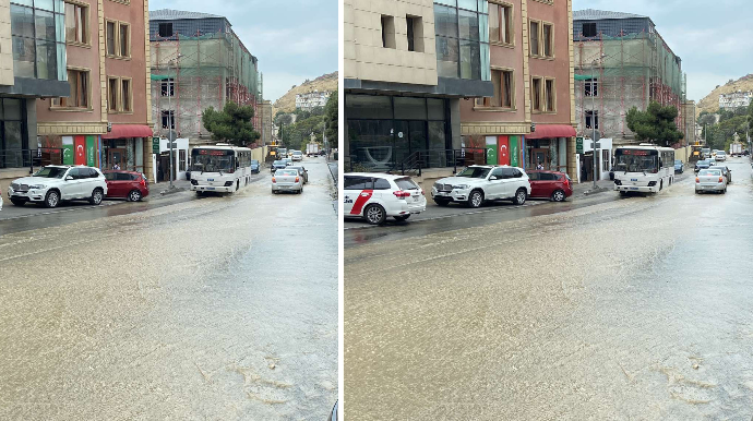 Badamdarda su borusu partladı,  küçəni su basdı – FOTO + VİDEO 