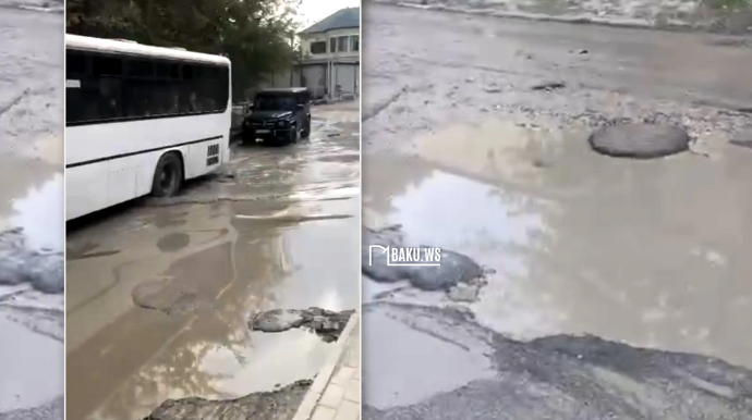 Bakıda acınacaqlı vəziyyətdə olan YOL - "Nə piyada, nə də avtomobillər keçə bilir"  - VİDEO