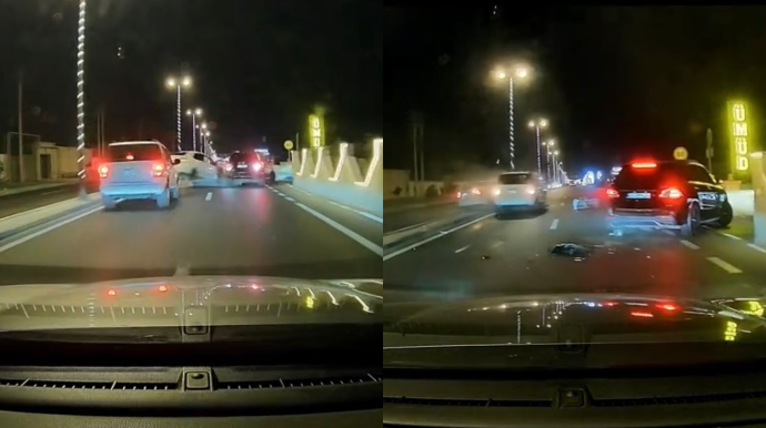 Novxanı-Sumqayıt yolunda zəncirvari qəza: 3 avtomobil zərər gördü - ANBAAN VİDEO