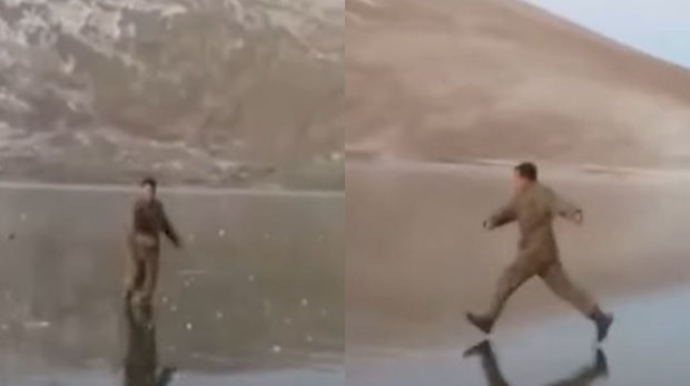 Azərbaycan hərbçiləri Qaragöldə buz üstündə əyləndilər - VİDEO 