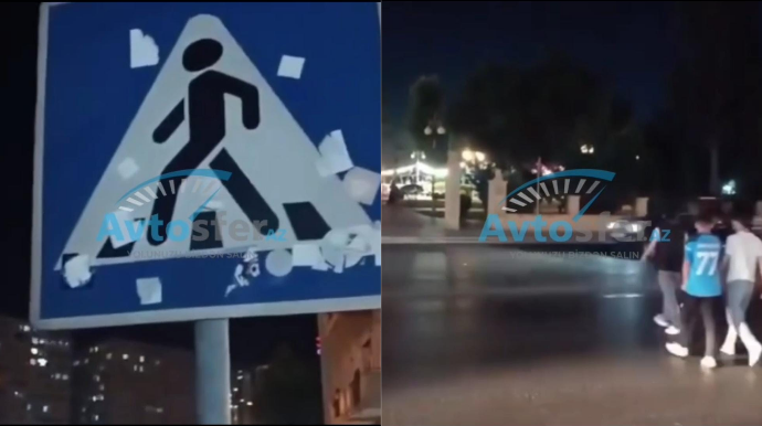 Bakıxanovda piyada keçidi silinib, yol nişanı işıqlandırılmır - VİDEO 