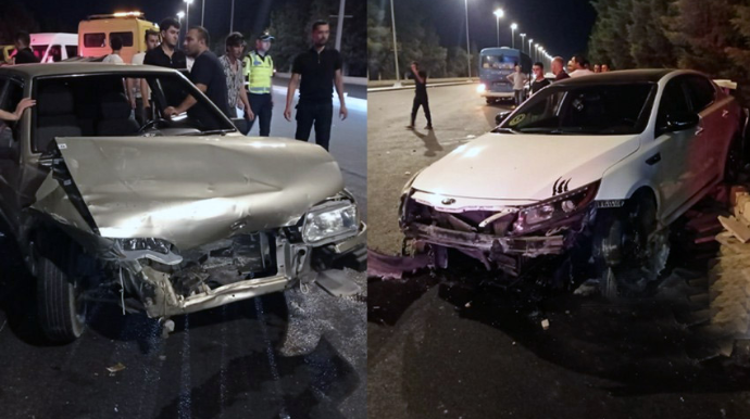 Gəncədə iki avtomobil toqquşub, xəsarət alanlar var - FOTO 